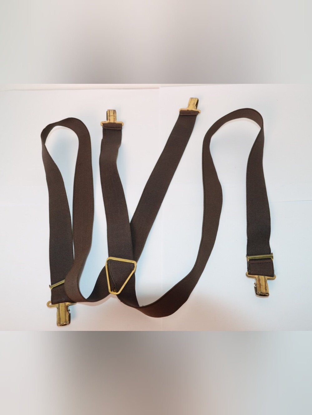 Classic Brown Men's Adjustable Suspenders with Gold Hardware